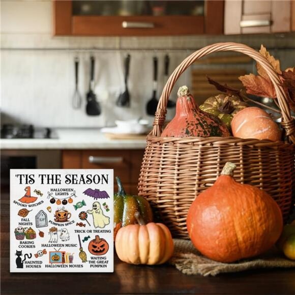 Halloween Sign Tis the Season Halloween Wooden Sign Witchy Spooky Decorations - Picture 5 of 7